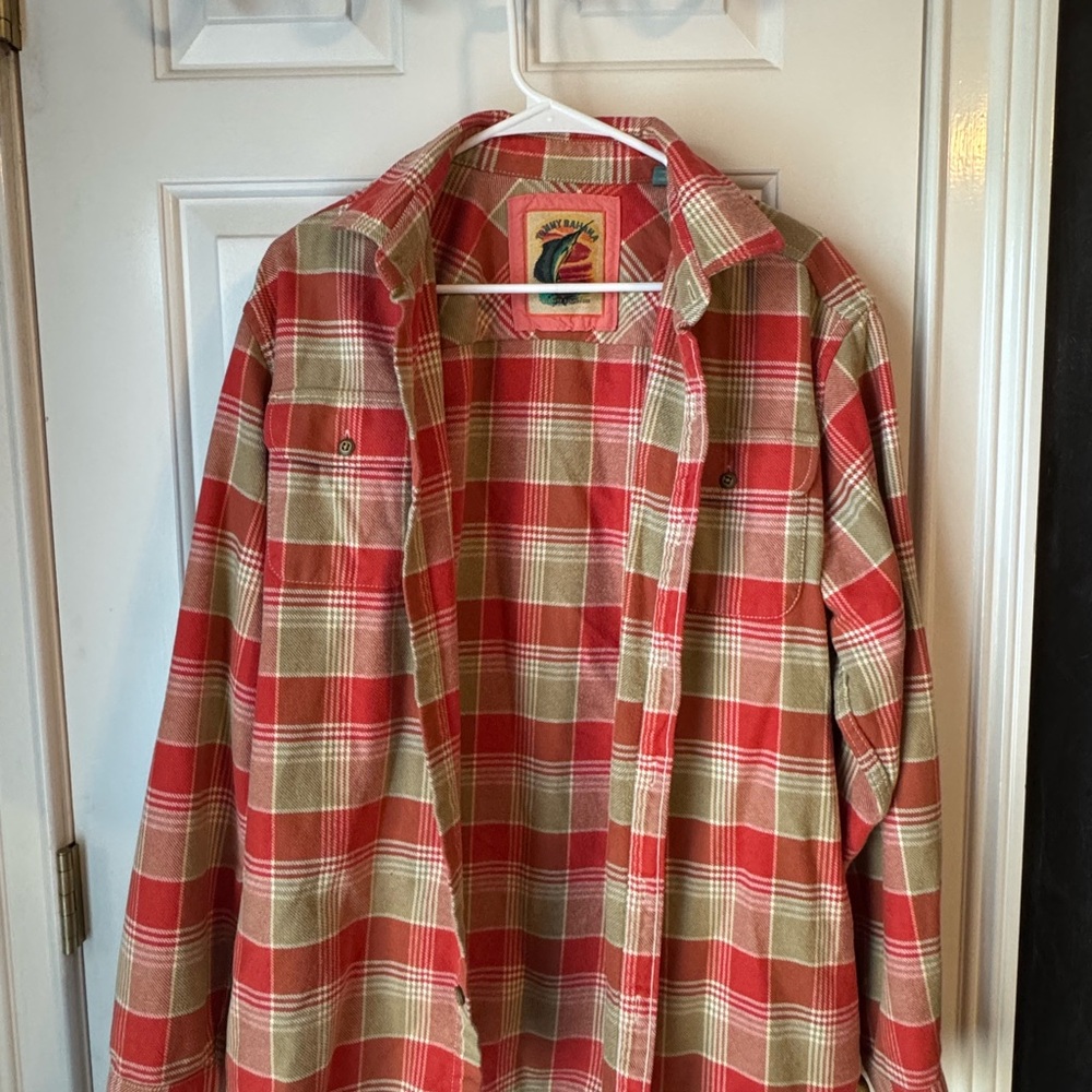 Tommy Bahama Red and Cream Lightweight Shirt Jacket